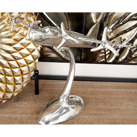 Silver Metal Traditional Sculpture Plane 9 x 12 x 17 - 12 x 17 x 9