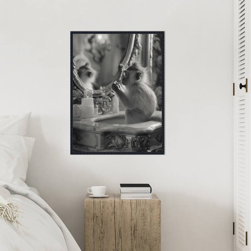 Monkey Bathroom Bussiness by Niky Rahner Framed Canvas Wall Art