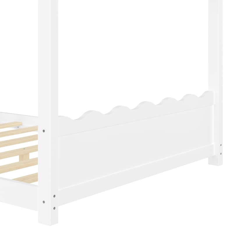 Wood House Bed Floor Bed with Support Slats Montessori Bed