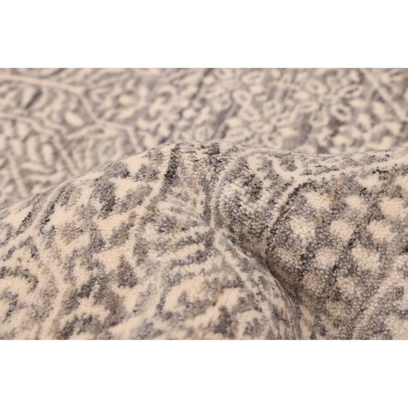 ECARPETGALLERY Hand Loomed Elysian Dark Grey Wool Rug - 8'1 x 9'11