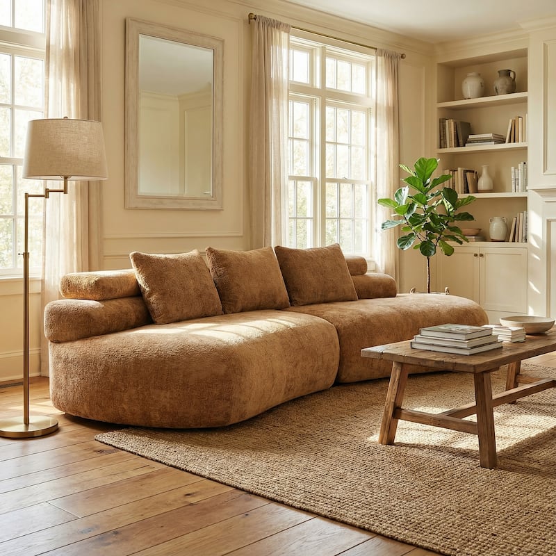 Christopher Knight Home - Compressed Modern Upholstered Modular Sectional Sofa - Pumpkin Yellow - Symmetrical