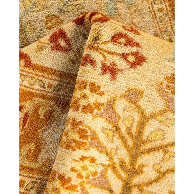 Overton Hand Knotted Wool Vintage Inspired Traditional Ottoman Ivory Runner Rug - 2' 7" x 13' 10"