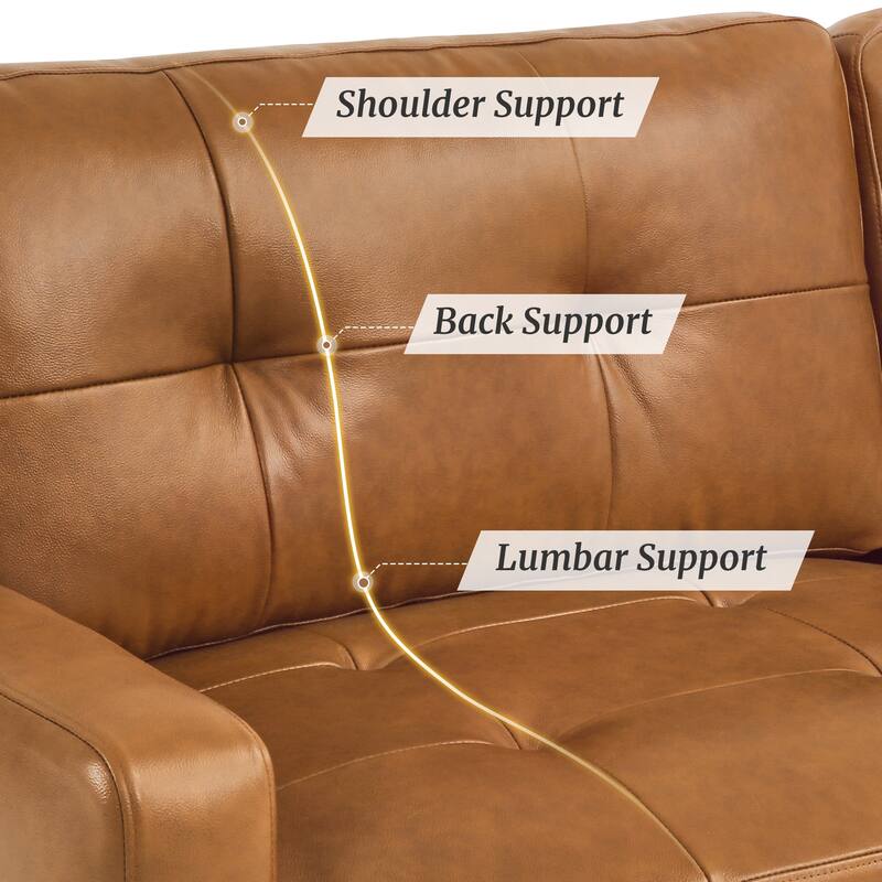 3-Seater Genuine Leather Tufted Sofa for Living Room