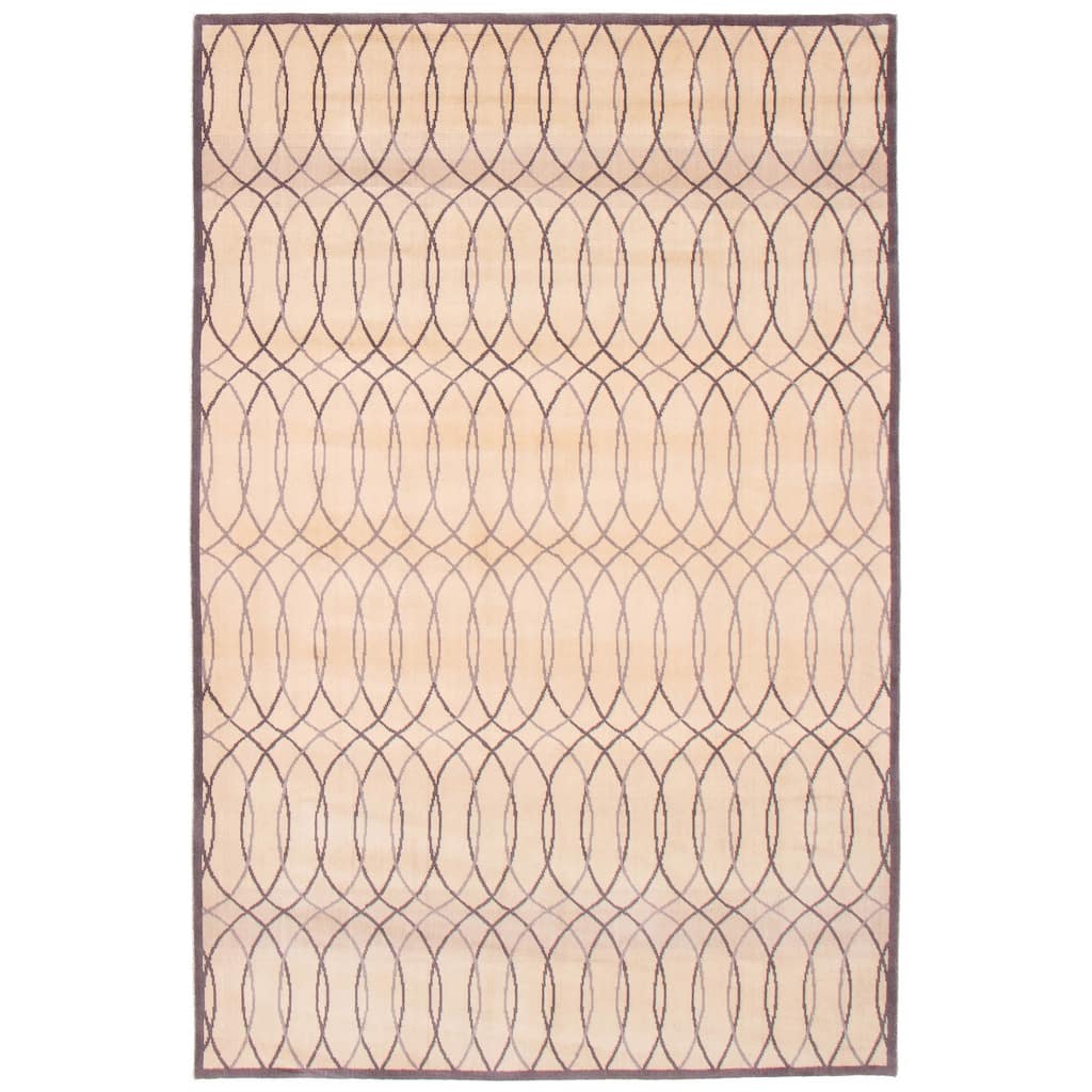 ECARPETGALLERY Machine Woven Lotus Mod Ivory Wool Rug - 6'0 x 9'0