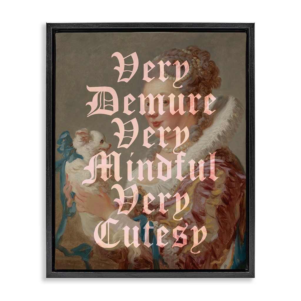 Stupell Vintage Demure & Mindful Framed Floater Canvas Wall Art Design By Lil' Rue