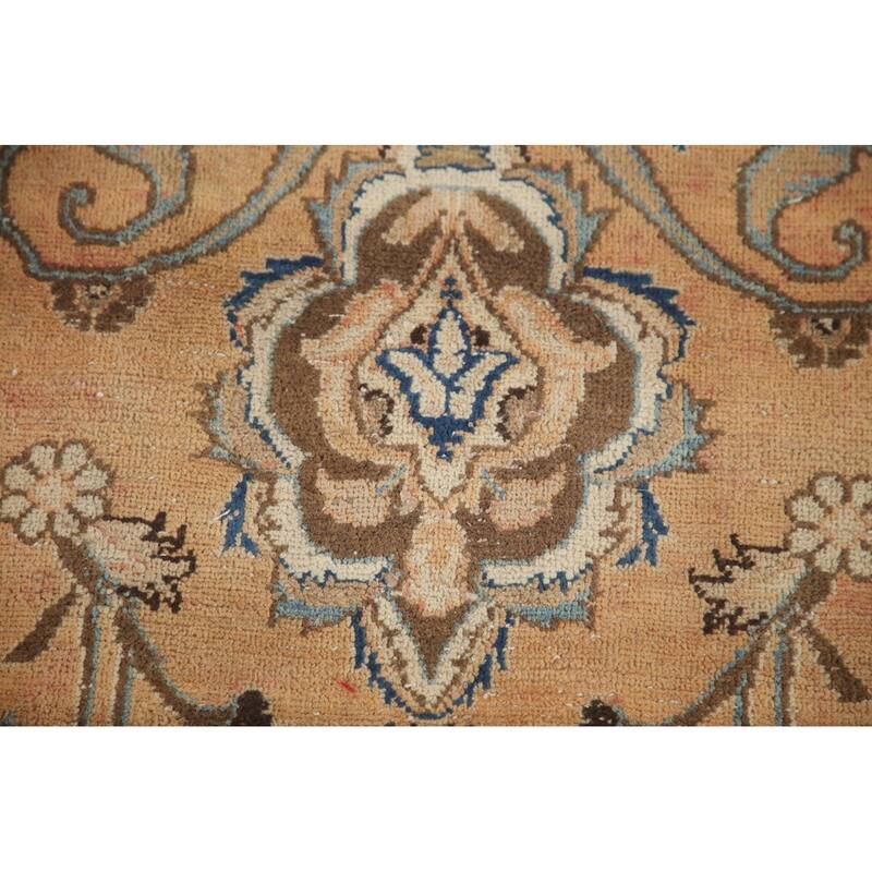 Hand Knotted Oriental 100% Wool Carpet Traditional Floral Oranges & Rust Mashad Area Rug - 12' 3'' X 9' 1''