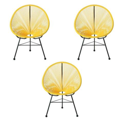 Comfortable Acapulco Style Chair, Resistant Metal Frame - (Set of 3)