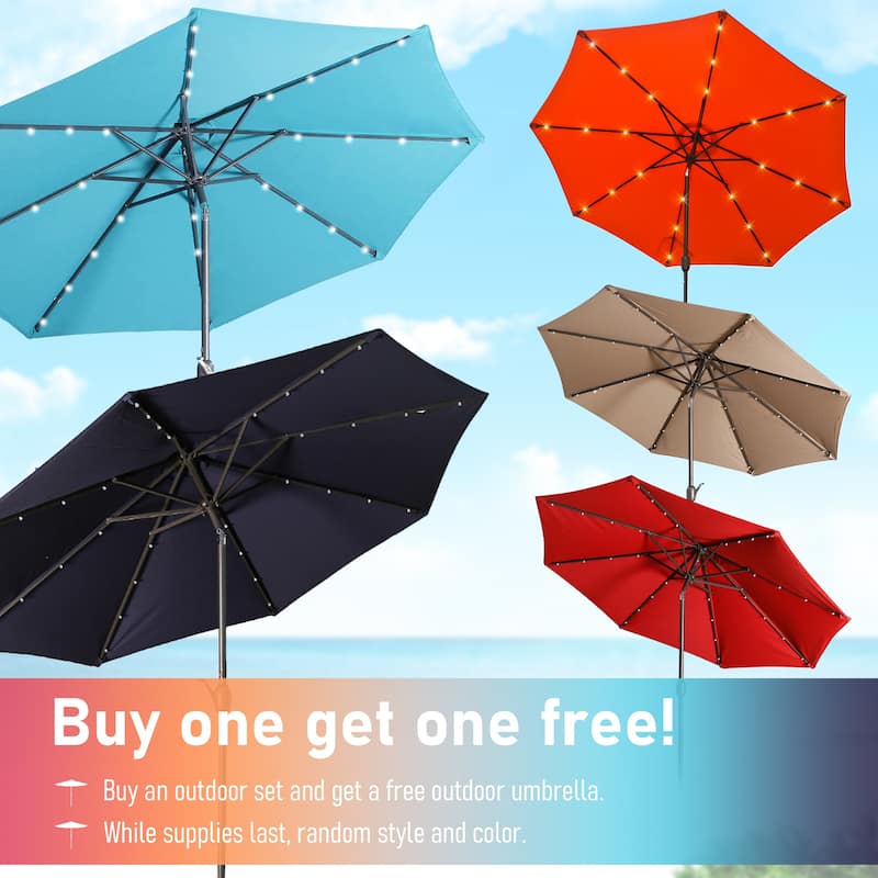 Clihome Outdoor 5 Piece Patio Dining Table Steel Mesh Chair Set, Limited Time Free Patio Umbrella