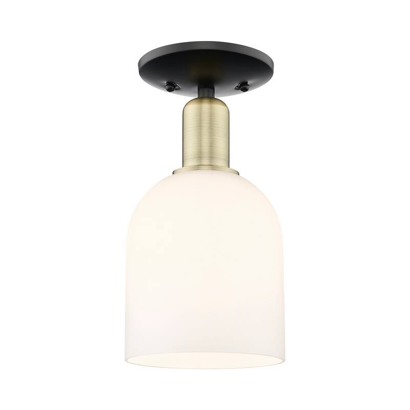 Innovations Lighting 716-1C-11-6 Bella Semi-Flush Bella 6" Wide - Black Antique Brass / White
