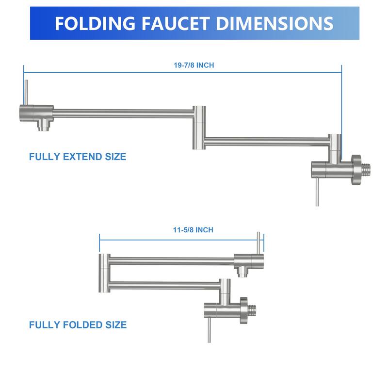 Pot Filler Kitchen Faucet Folding Stretchable with Single Hole Two Handles