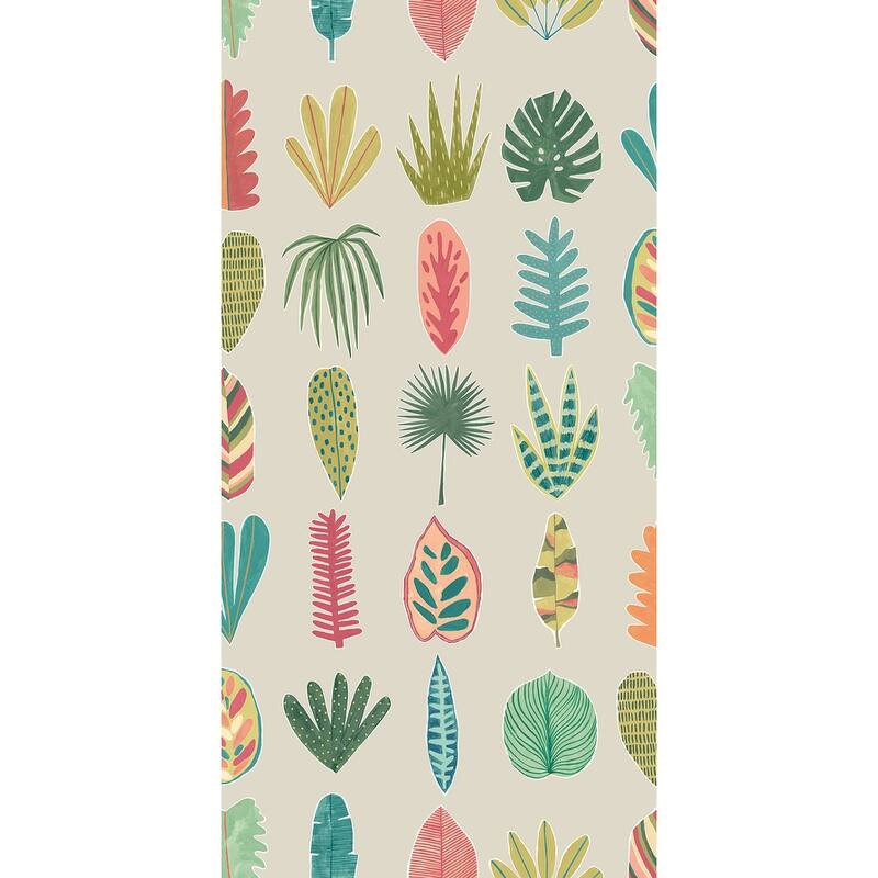 Leaf Boogie Neutral Tropical Mix Wallpaper