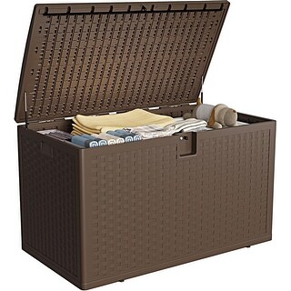 120 Gallon Outdoor Waterproof Storage Box Lockable for Patio - Bed Bath ...