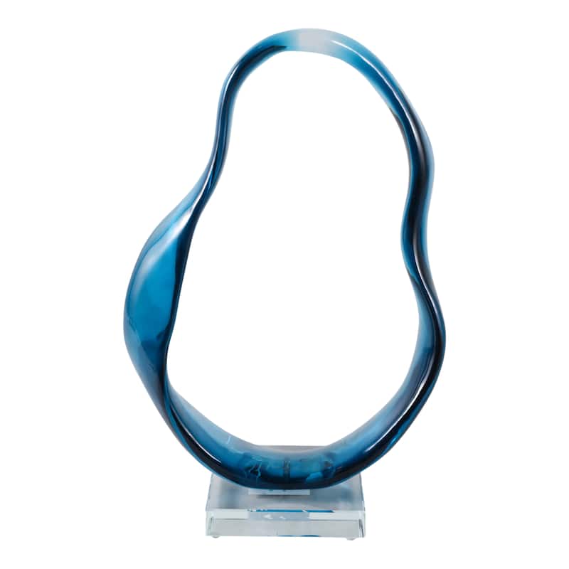 Resin Sculpture Statement with Crystal Base Home Decor - 12" Blue - 9.25" x 2.5" x 11.5"
