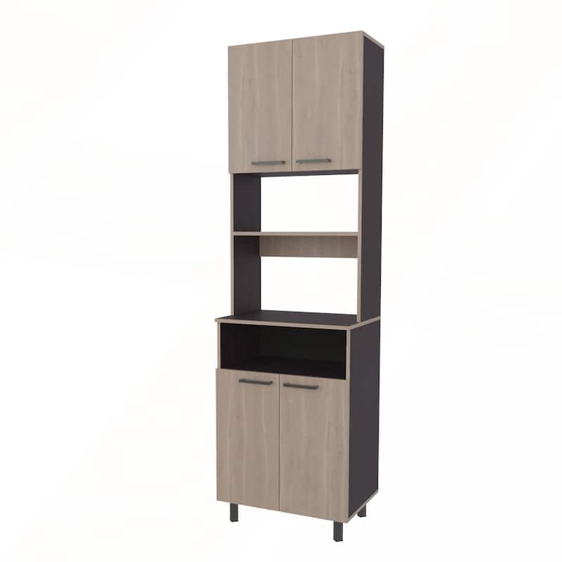 Kitchen Pantry with Open Storage and 4 Doors