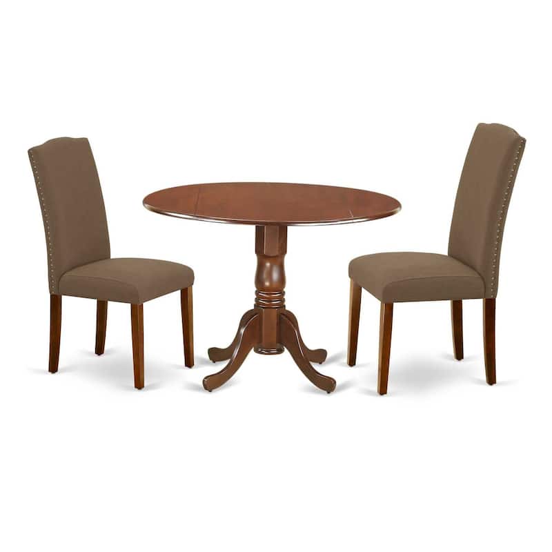 Round Kitchen Table Set 42 Inch with Parsons Chairs - Classic Charm Dining Set - Dark Coffee Finish