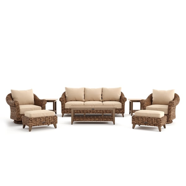 Cayman 8 Piece Sunbrella Seating Set Heritage Brown Bed Bath