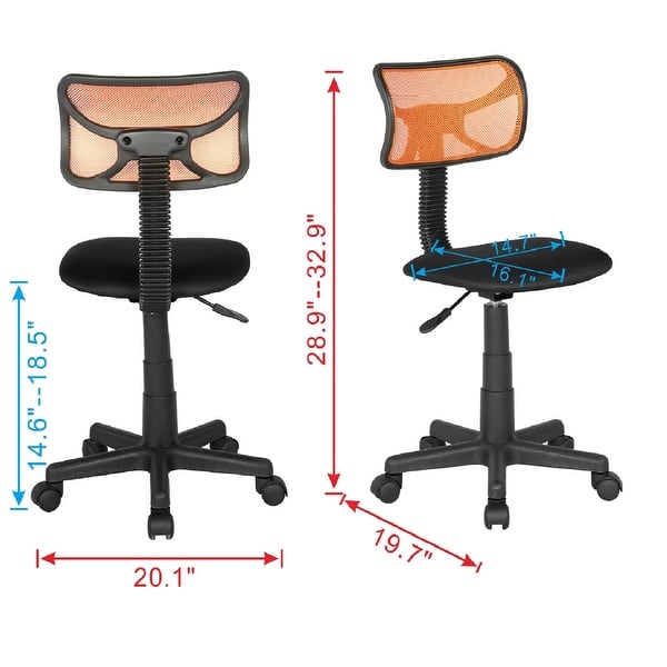 dimension image slide 4 of 8, JJS Kids' Height-adjustable Mesh-back Rolling Swivel Task Chair