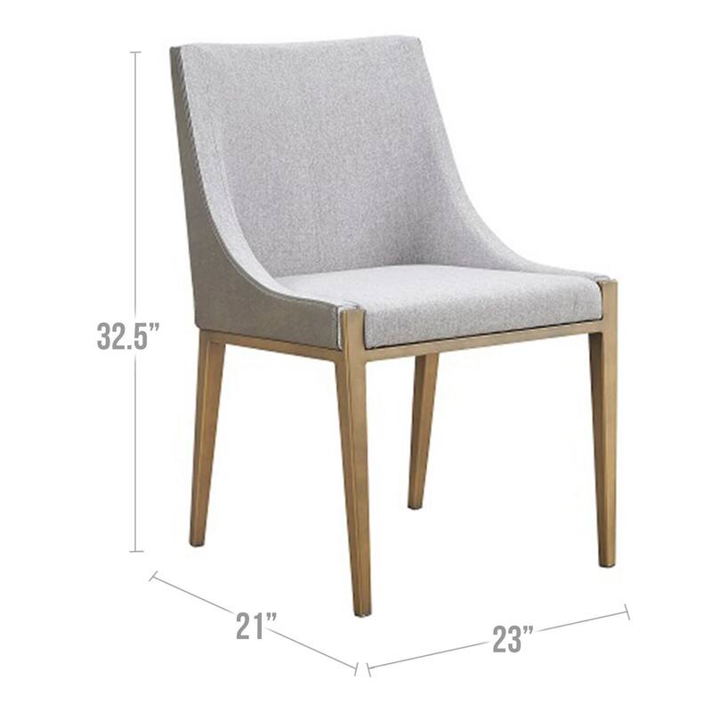 Brass/Gray Faux Leather Upholstered Metal Frame Dining Chair, Sturdy Dining Chair for Dining Rooms - 19.5