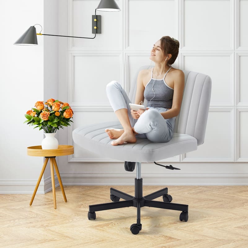 EROMMY Armless Criss Cross Chair with Wheels - Adjustable Height Office Chair for Cross-Legged Sitting - N/A