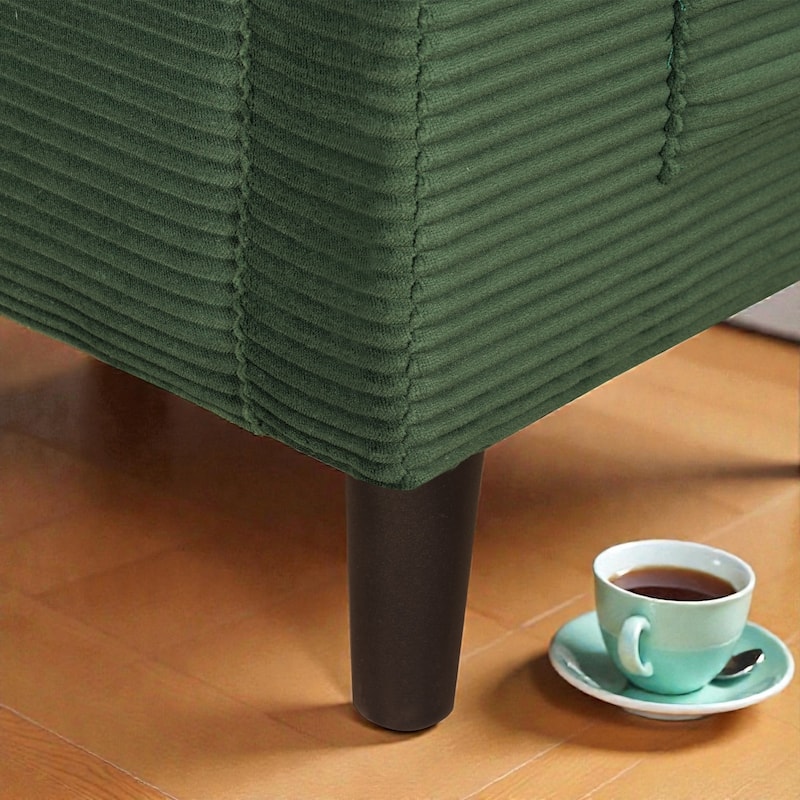 48" Corduroy Loveseat Sofa with Side Storage Pocket, 2-Seater Couch, Solid Wood Frame for Apartment