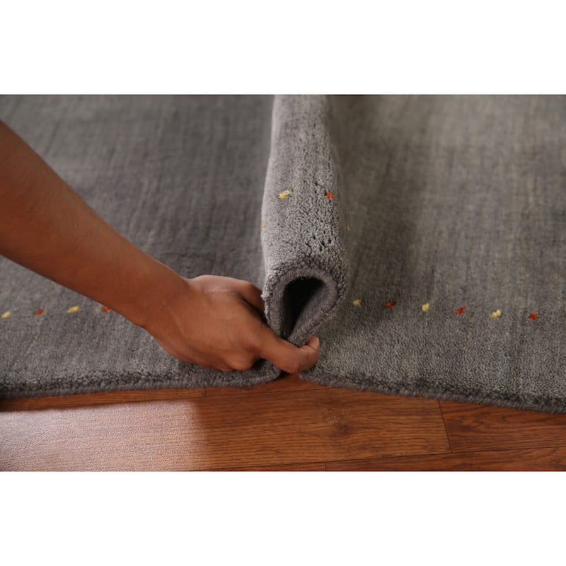 Tribal Gray Gabbeh Oriental Accent Rug Wool Carpet - 3'10"x 6'1"