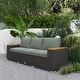preview thumbnail 6 of 24, Outsunny 3-Seat Patio Sofa with Cushions, PE Rattan Outdoor Couch with Wood Grain Wide Armrests for Porch
