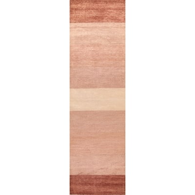 Gabbeh Kashkoli Oriental Runner Rug Hand-knotted Modern Wool Carpet - 2'7" x 12'2"