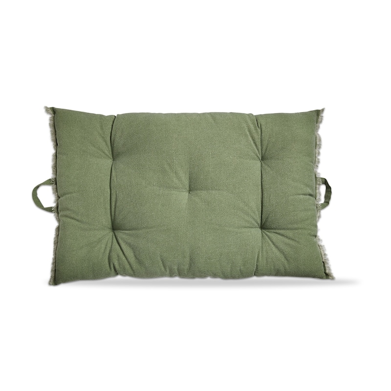 40"x26" Green Cotton Yarn Dyed Stone Wash with Handles Accent Decorative Throw Pillow Poly Filled Insert Rectangle able