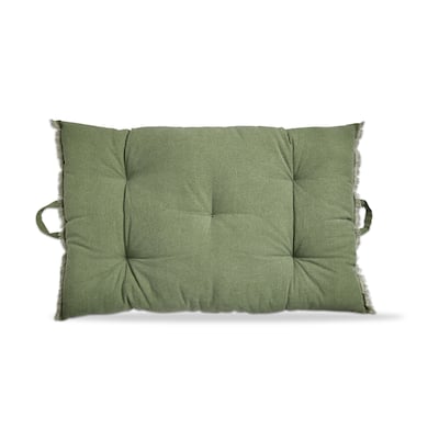 40"x26" Green Cotton Yarn Dyed Stone Wash with Handles Accent Decorative Throw Pillow Poly Filled Insert Rectangle able
