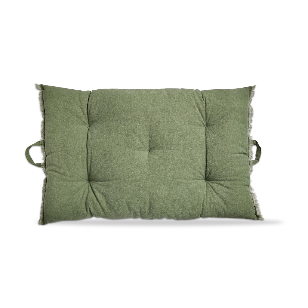 40"x26" Green Cotton Yarn Dyed Stone Wash with Handles Accent Decorative Throw Pillow Poly Filled Insert Rectangle able