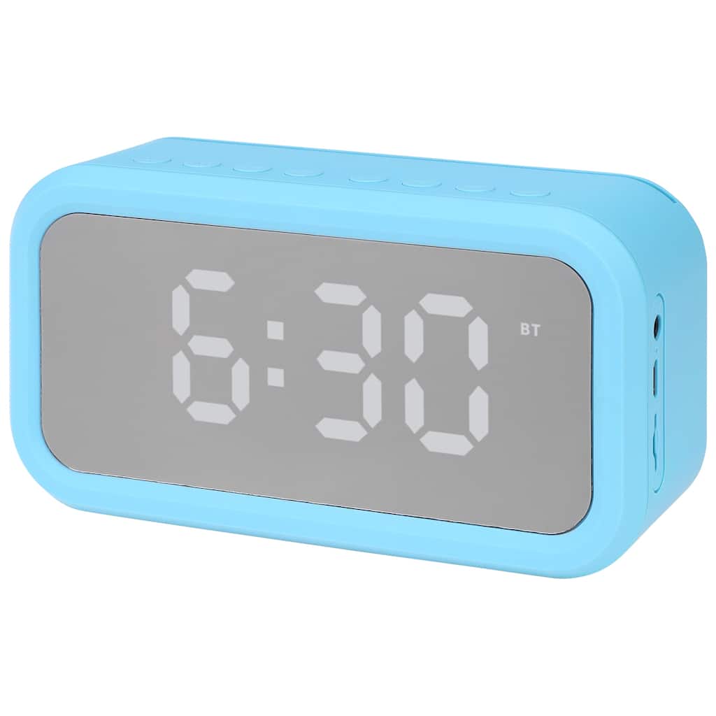 Small Dual Digital Alarm Clock for Bedroom, Dimmable, Alarms with FM Radio and Speaker Function 5.5 x 2.6 x 1.8 inch