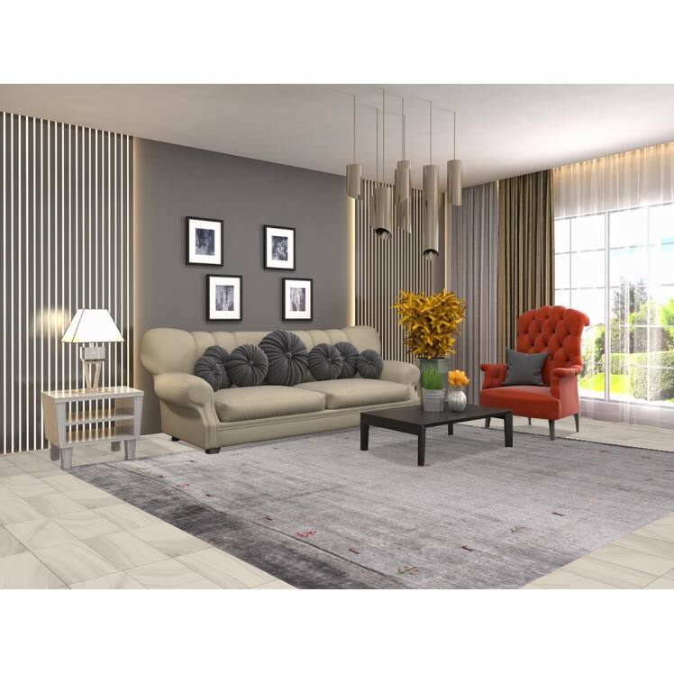 Gabbeh Indian Area Rug Hand-Knotted Silk Carpet - 8'0" x 9'6"