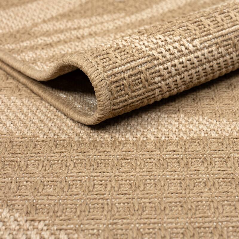 Abani Rugs Patio PAT120A Outdoor Tropical Leaf Cream Beige Area Rug