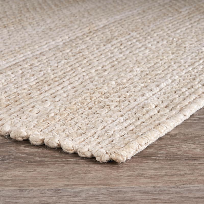 Violet Silver/Ivory Striped Hand-Woven Jute Indoor Area Rug by Sevita