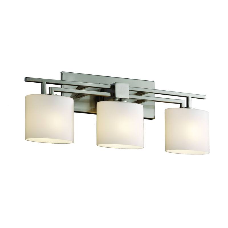 Fusion Aero 3-light Brushed Nickel Bath Bar, Opal Oval Shade