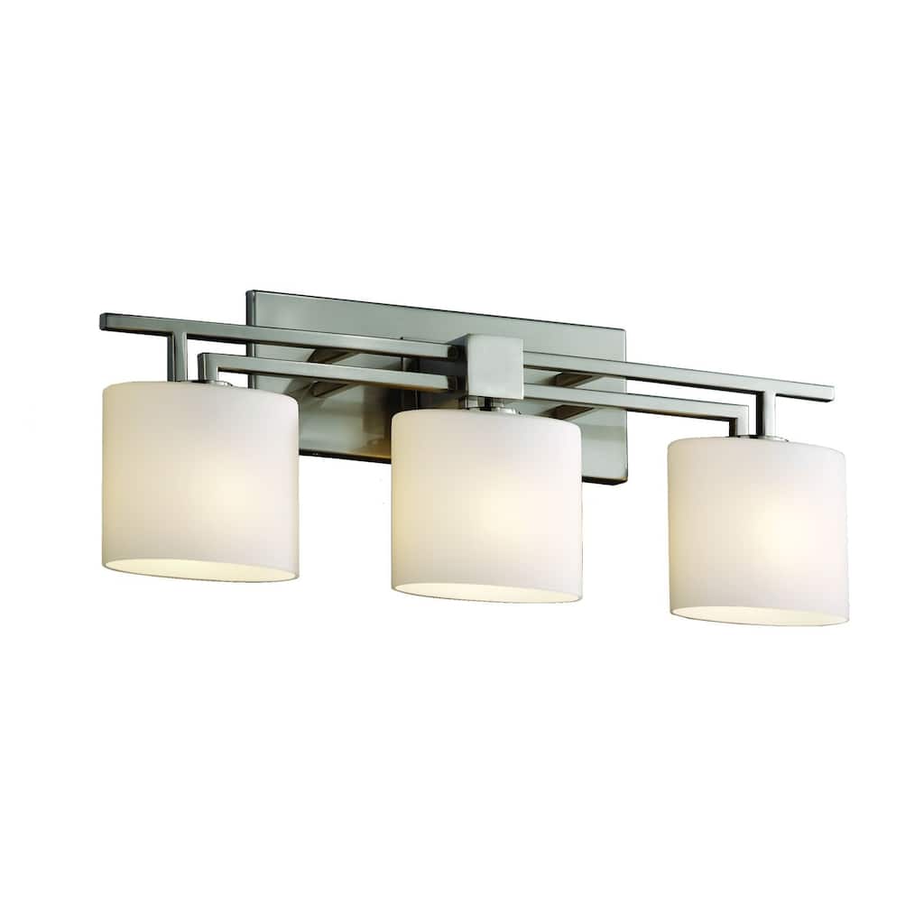 Fusion Aero 3-light Brushed Nickel Bath Bar, Opal Oval Shade