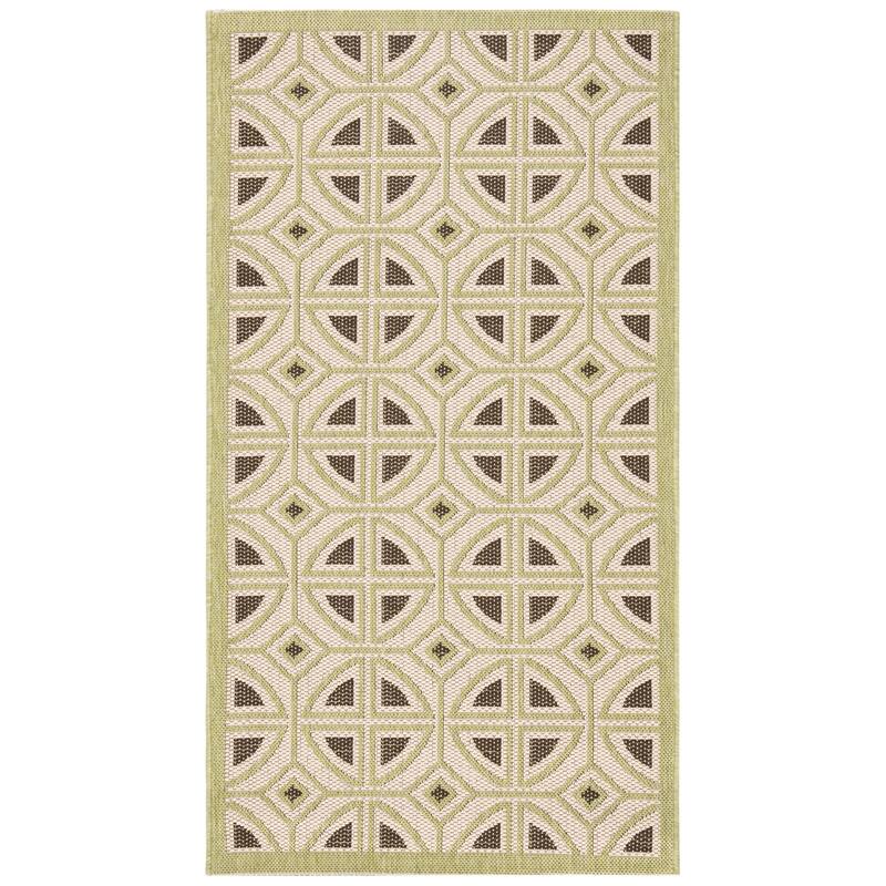 SAFAVIEH Courtyard Fatmire Indoor/ Outdoor Waterproof Patio Backyard Rug - 2'7" x 5' - Beige/Sweet Pea