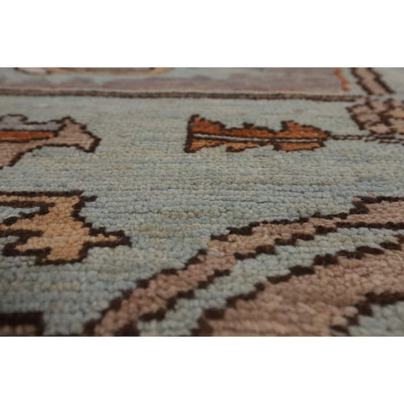 Light Blue Oushak Vegetable Dye Rug Hand-Knotted Oriental Wool Carpet - 8'5"x 10'2"