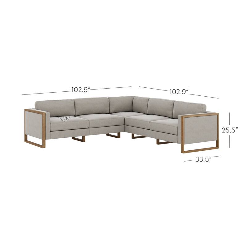 Madison Modern Modular L-Shaped Sectional Sofa with Cushion, 5-Seat Corner Sofa or Couch with Solid Wood Legs