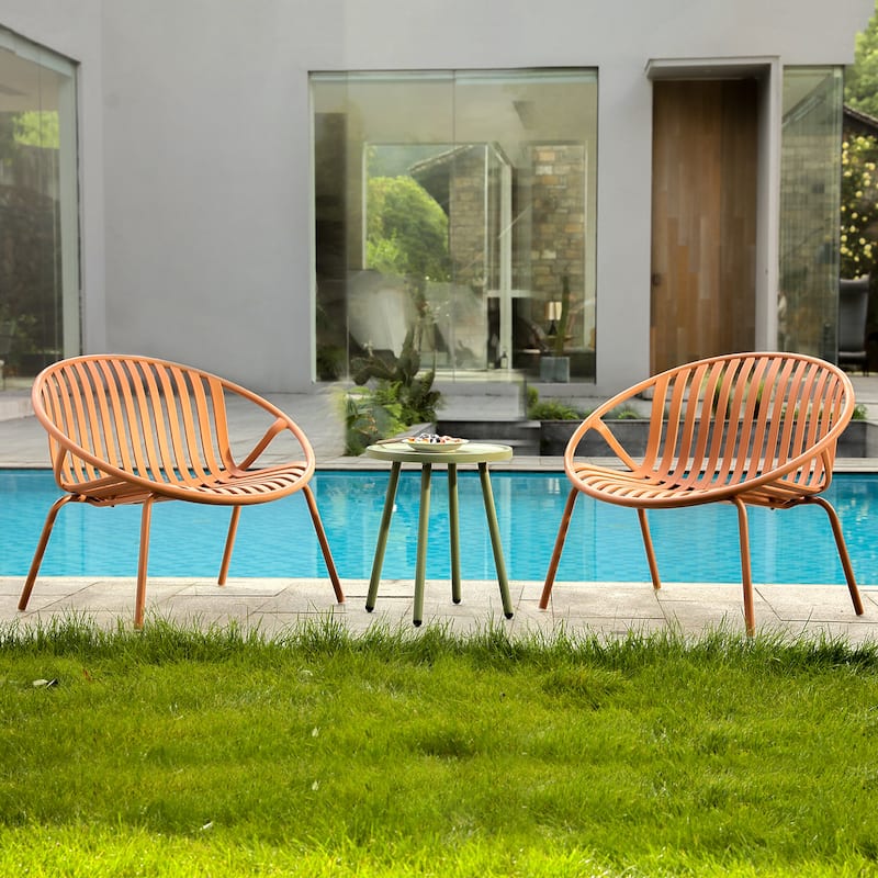 Werph 3 Pieces Patio Furniture Set, Outdoor Furniture with Bistro Table and Patio Chairs Set of 2 - Orange