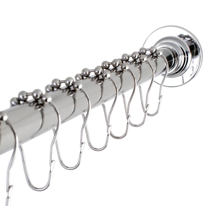 Edenscape Adjustable Shower Curtain Rod with Ring Combo in Polished Chrome - Polished Chrome