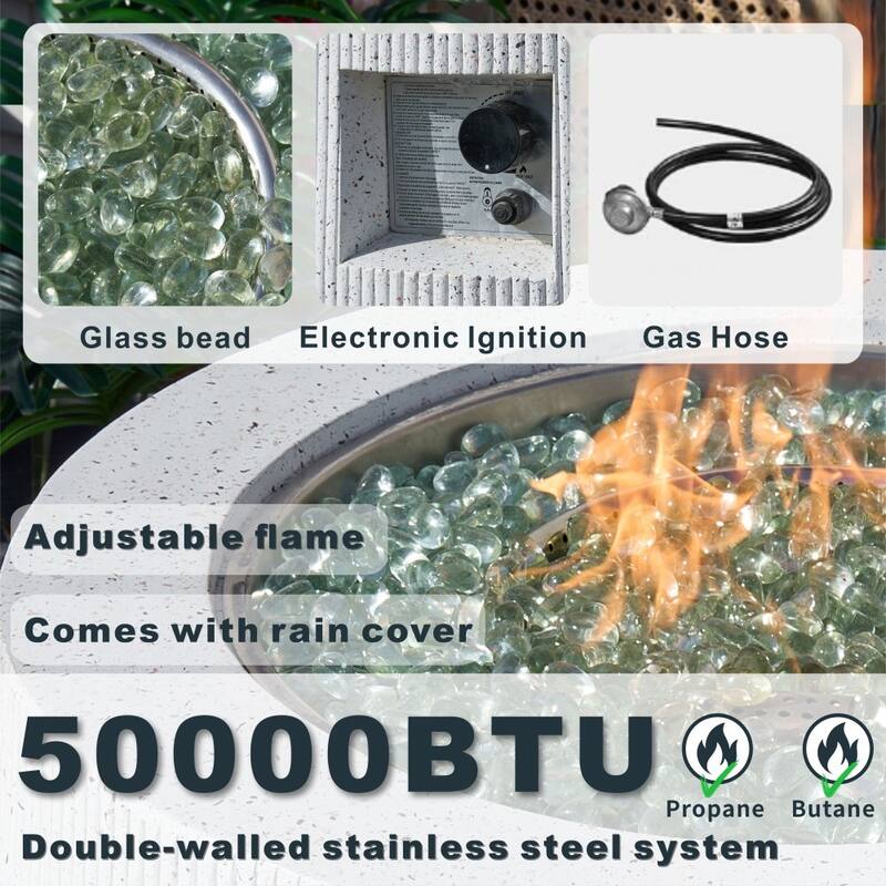 30.87" Modern Outdoor Magnesium Oxide Fire Pit Table