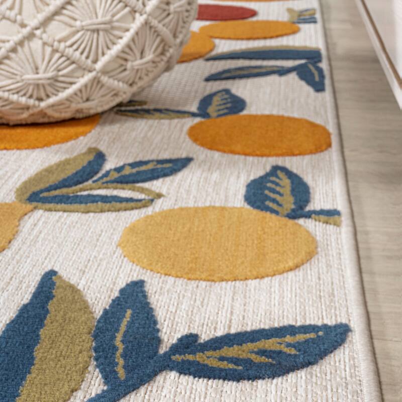 JONATHAN Y Flora Bold Lemon High-Low Indoor/Outdoor Area Rug