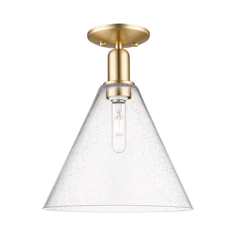 Innovations Lighting 716-1C-15-12 Berkshire Glass Semi-Flush Berkshire - Champagne Bronze / Seedy