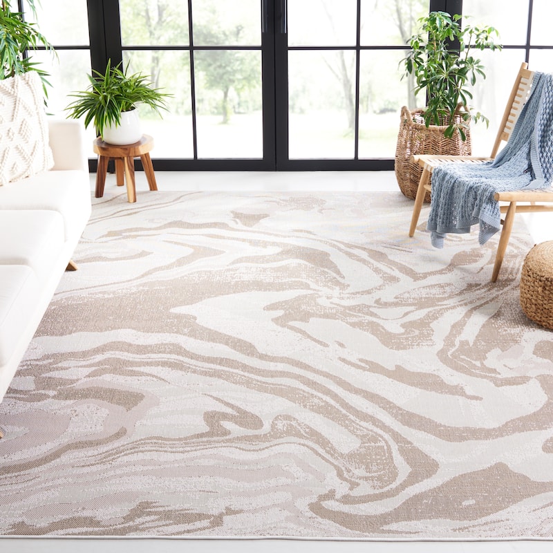 Martha Stewart by SAFAVIEH Washable Lyan Indoor/ Outdoor Waterproof Rug - 8' x 10' - Ivory/Beige
