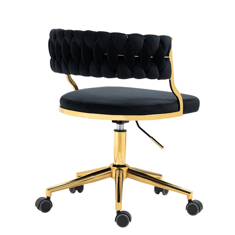 Velvet Home Desk Chair Office Swivel Chair with Wheels and Gold Base