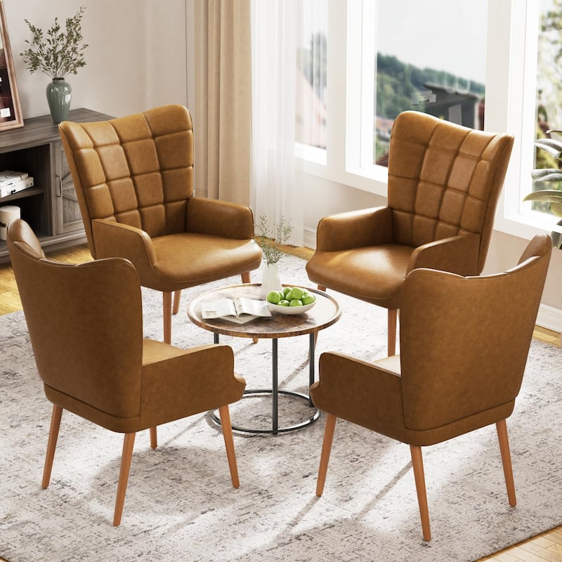 HUIMO High-back Accent Chair Modern Wing Back Chair-Faux Leather