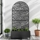preview thumbnail 52 of 103, 72 in Metal Movable Planter Box with Trellis Privacy Screen Lockable Wheels Black-Arch - 72"x35"