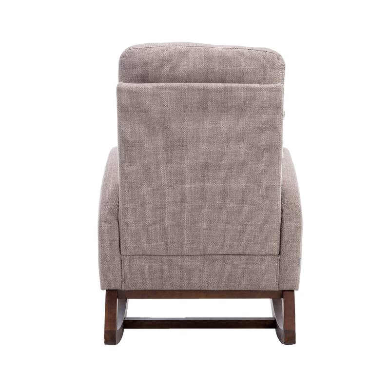 Modern 27" Upholstered Rocking Chair with Wood Legs and Side Pocket