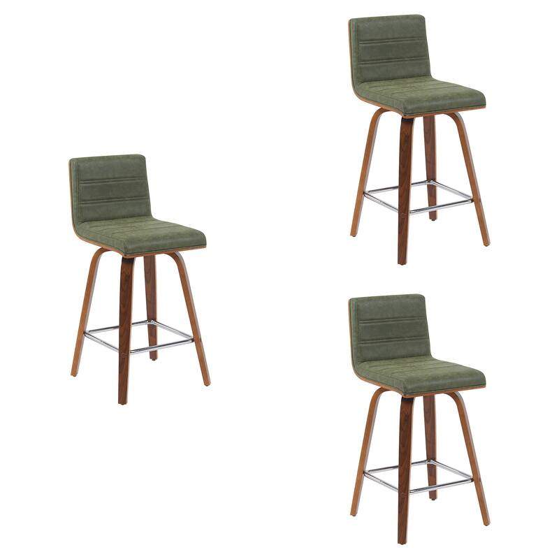 Skara Mid-Century Swivel Counter Stool, Upholstered Counter Height Chair with Bentwood Legs
